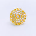 Lavish Spiraling CZ Dome 22k Gold Ring