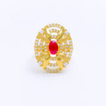 Contemporary Oval CZ 22k Gold Ring