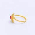 Beautiful Open Flower CZ 22k Gold Ring