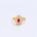 Graceful Pink Teardrop 22k Gold Ring