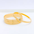 Dotted Yellow Gold Machine 22k Gold Bangles