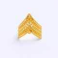 Beautiful Decorative V-Shape 22k Gold Ring