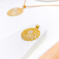 Shiny Sophisticated Wire Work Pendant 22k Gold Set