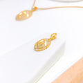 Chic Netted Oval Pendant 22k Gold Set