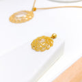 Fancy Open Wreath Pendant 22k Gold Set