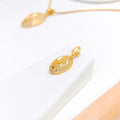 Sparkling Oval Pendant 22k Gold Set