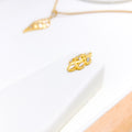 Trendy Asymmetrical Pendant 22k Gold Set