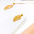 Glamorous High Finish Leaf Pendant 22k Gold Set