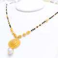 Traditional Dome Black Bead 22k Gold Necklace