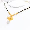 Striking Dressy Black Bead 22k Gold Necklace