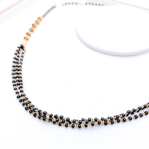 Fancy Everyday Black Bead 22k Gold Necklace