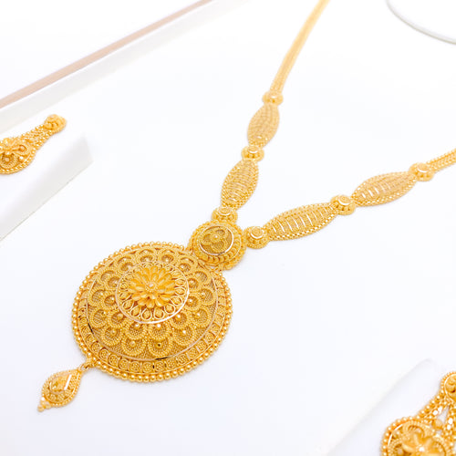 Gorgeous Flower Adorned 22k Gold Set