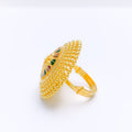 Colorful Heart Adorned 22k Gold Statement Ring