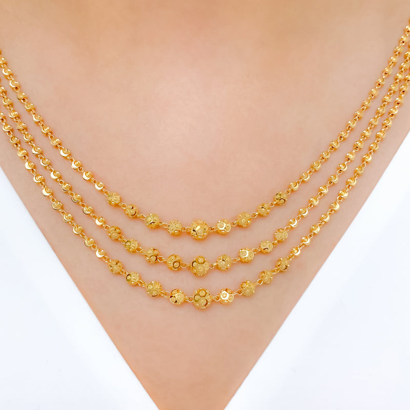 Elegant Beaded 22k Gold Necklace Set