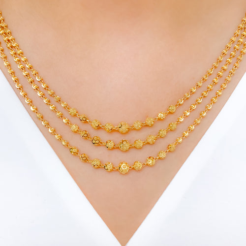 Gorgeous Bright Three-Lara 22k Gold Necklace Set