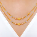 Modern Three-Tone Beaded 22k Gold Necklace Set