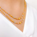 Modern Three-Tone Beaded 22k Gold Necklace Set