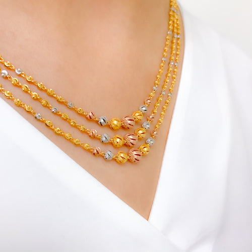 Contemporary Three-Tone 22k Gold Necklace Set