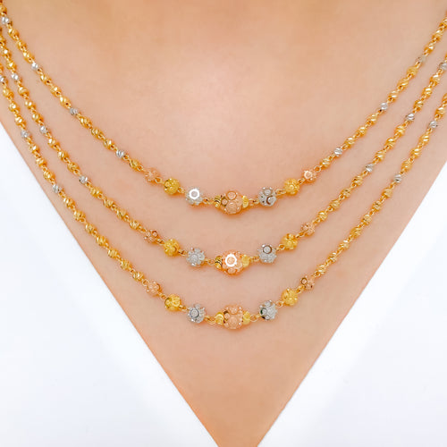 Fancy Adorned 22k Gold Necklace Set