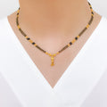 Dainty Hanging Black Bead 22k Gold Necklace