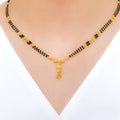 Dainty Hanging Black Bead 22k Gold Necklace