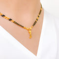 Dainty Hanging Black Bead 22k Gold Necklace