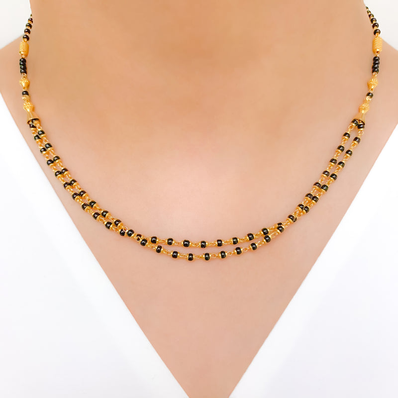 Sophisticated Black Bead 22k Gold Necklace