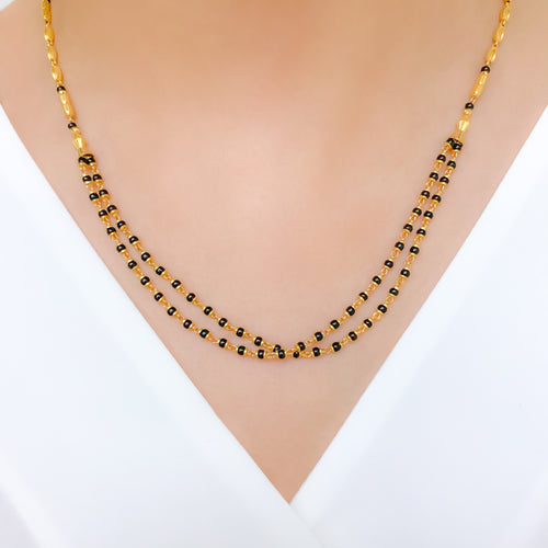 Graceful Black Beaded 22k Gold Chain