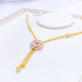 Contemporary Blush Flower 22k Gold Necklace