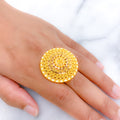 Tasteful Heart Adorned 22k Gold Dome Ring