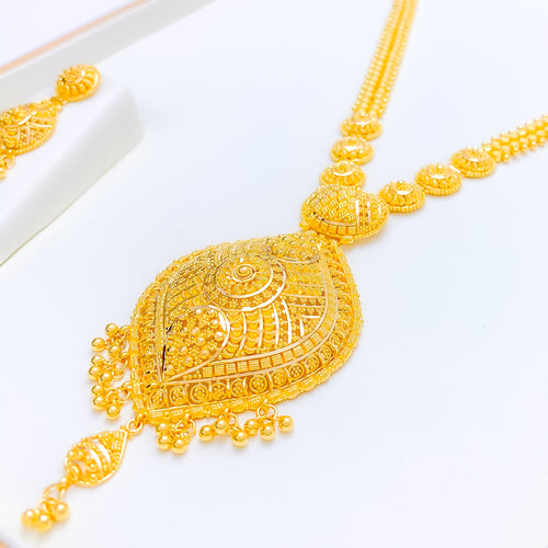 Stunning Long Hanging Tassel 22k Gold Set