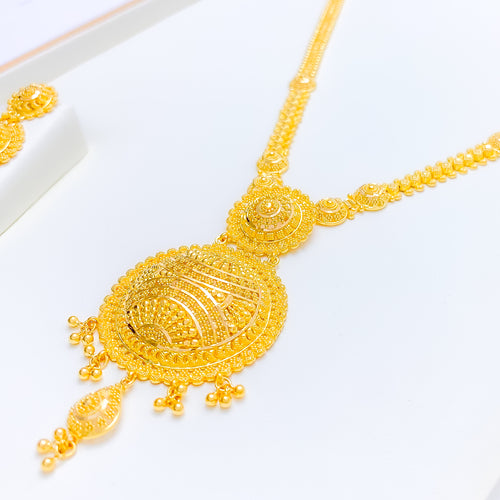 Exquisite Round Floral Necklace 22k Gold Set