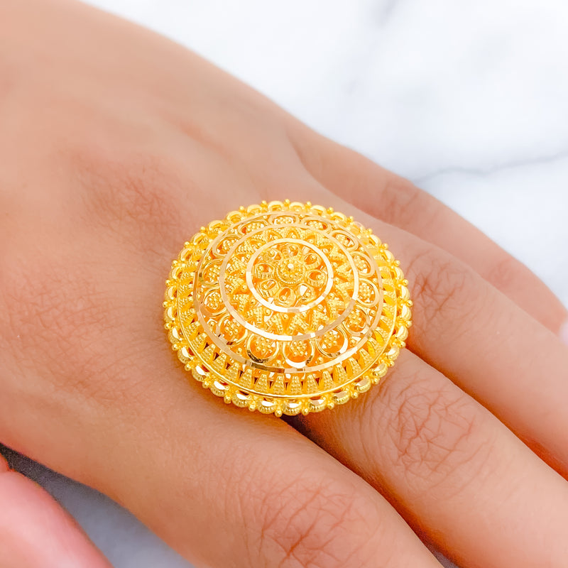 Ornate Floral Gold Ring