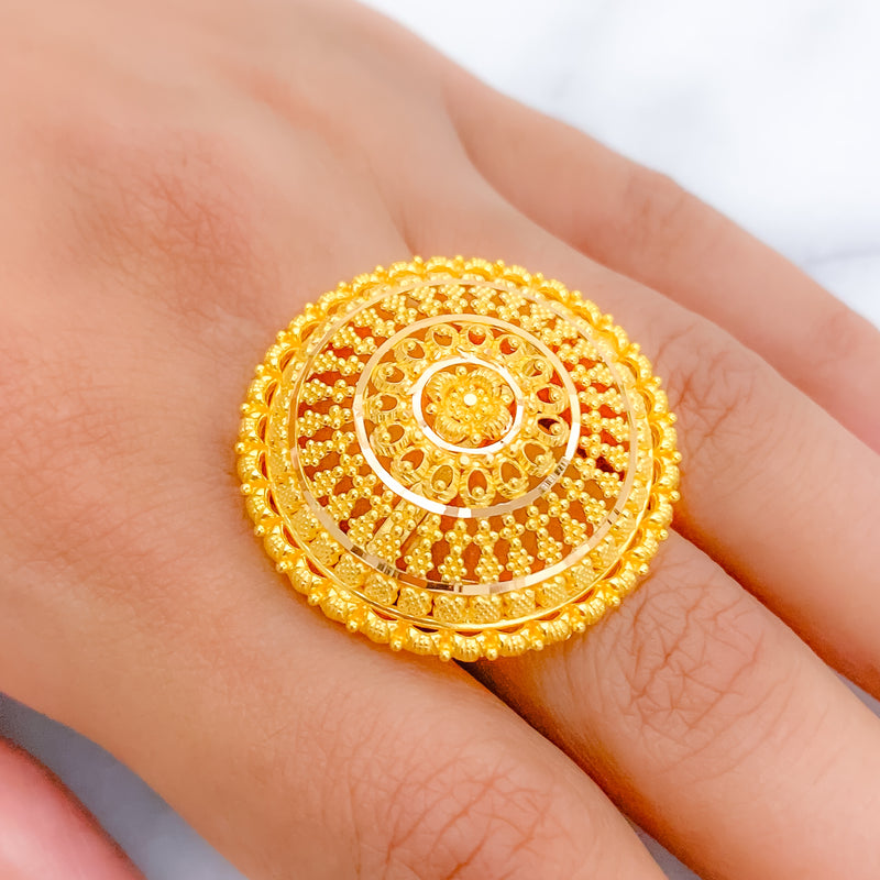 Sophisticated Symmetrical 22k Gold Dome Ring