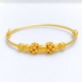 Gold Floral Ribbon 22k Gold Bangle Bracelet