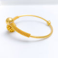 Curved Floral Cluster 22k Gold Bangle Bracelet