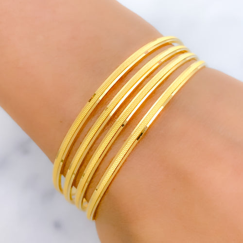 Skinny High Matte Finish 22k Gold Bangles