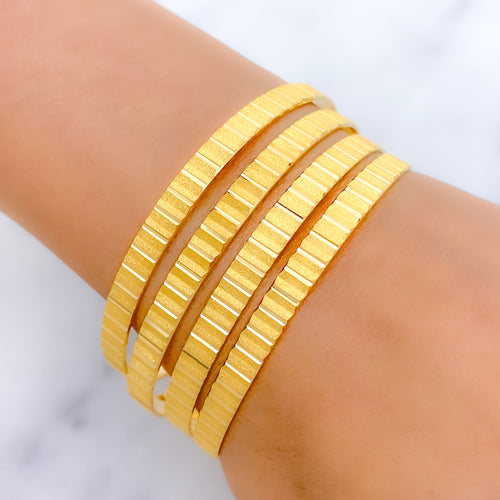 Modern Sand Finish 22k Gold Bangles