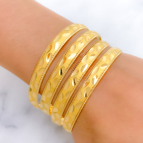 Matte Finish Scooped Style 22k Gold Bangles