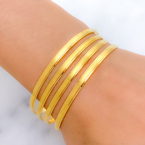 Classic Thin Matte Finish 22k Gold Bangles