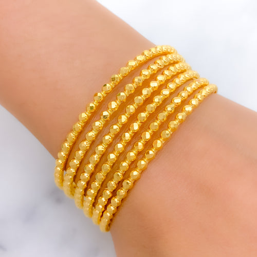 Elegant Gold Beaded 6 Set 22k Gold Bangles