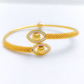 Contemporary CZ Marquise 22k Gold Bangle Bracelet