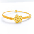 Glossy Floral 22k Gold Bangle Bracelet