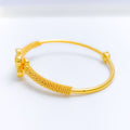 Glossy Floral 22k Gold Bangle Bracelet