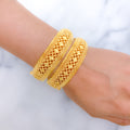 Contemporary Flower 22k Gold Bangles