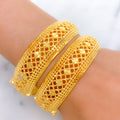 Contemporary Flower 22k Gold Bangles