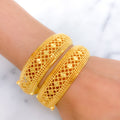 Contemporary Flower 22k Gold Bangles