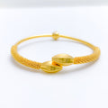 Glistening Flower Bud 22k Gold Bangle Bracelet