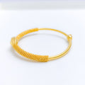 Glistening Flower Bud 22k Gold Bangle Bracelet