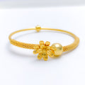 Exquisite Layered Flower 22k Gold Bangle Bracelet